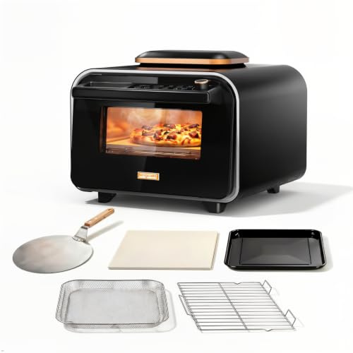 KINGWISE Pizza Oven, Pizza Maker with 5 Preset Modes | Adjustable Time & Temp to 400°C, Pizza Oven Indoor with 13 Inch Pizza Stone, Complete Pizza Making Set Included
