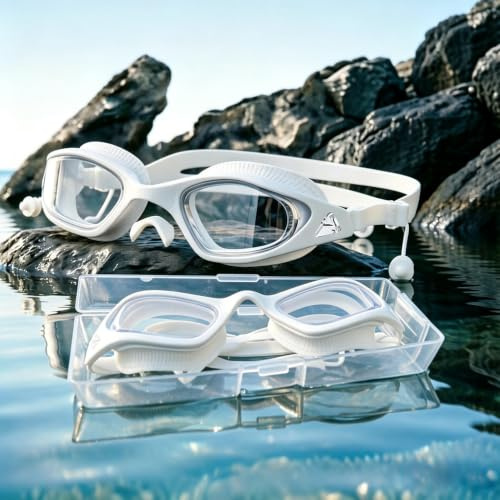 Yuziwi Swimming Goggles with Prescription (-0.0 to -6.0) | Anti-Fog, Wide Angle & Comfortable Fit for Pool, Lake and Sea