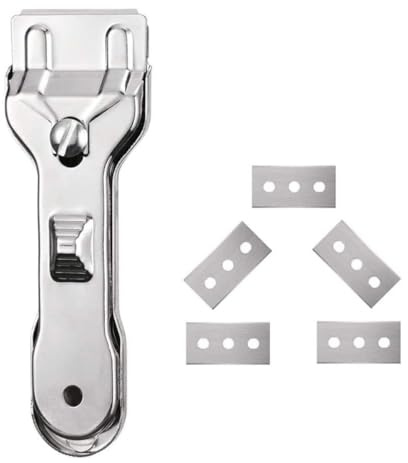 ORFOFE Grattoir pour Plaques Vitrocéramiques et Induction 6 Pièces en Acier Inoxydable avec Lames Multifonctions, Nettoyant Verre et Carrelage, Outil de Nettoyage Domestique Précis