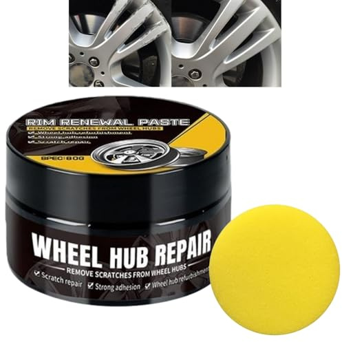 80g Alloy Wheel Repair Kit with Sponge,Car Wheel Scratch Repair Polish,Formula for Car Scratch Repair, Alloy Wheel Polish & Filler Bonds, Durable Wheel Scratch Repair Kit,Scratch Repair Polish