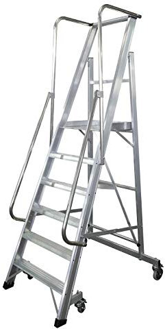 KTL Escalera Plegable con Plataforma y guardacuerpos 6 peldaños móvil Profesional Serie 2XL-s