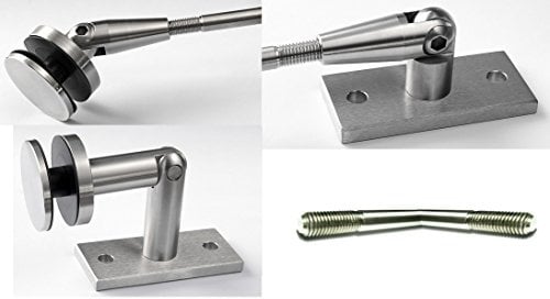 Edelstahl Halterungen für Glasvordach runde Ausführung (1500mm Zugstange)
