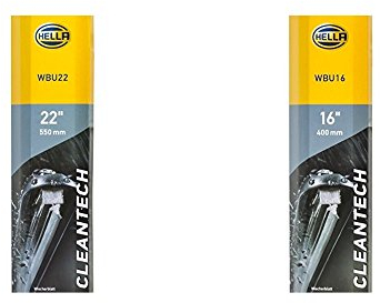 HELLA CLEANTECH Scheibenwischer, Flachbalkenwischblatt gelenklos, robust und aerodynamisch, mit Multiadapter, Set aus 2: 22 550 mm + 16 400 mm