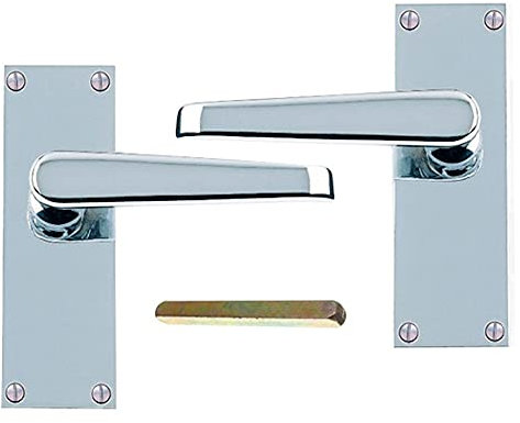 Merriway BH06365 Victorian Latch Handle Set Chrome 113mm, Silver Tone