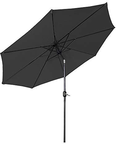 AufuN Sonnenschirm 300cm mit kurbel UV Schutz Neigbar 40+ - Dunkelgrau Alu Balkon Terrassenschirm Marktschirm Gartenschirm (Dunkelgrau)