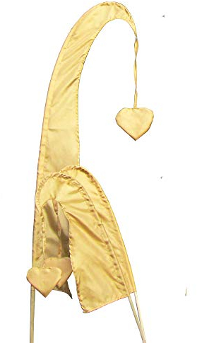 DEKOVALENZ - Balifahne Little SANUR mit Holzstange, mit herzförmiger Spitze, versch. Farben+Längen, Fahnenlänge:120 cm, Farbe:Gold