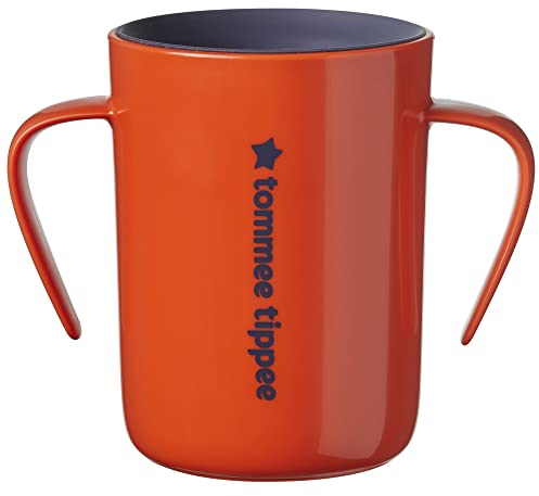 Tommee Tippee Easiflow 360° Becher, ab 6+ Monaten, mit Griffen und auslaufsicherem Ventil, Rot, BPA-frei