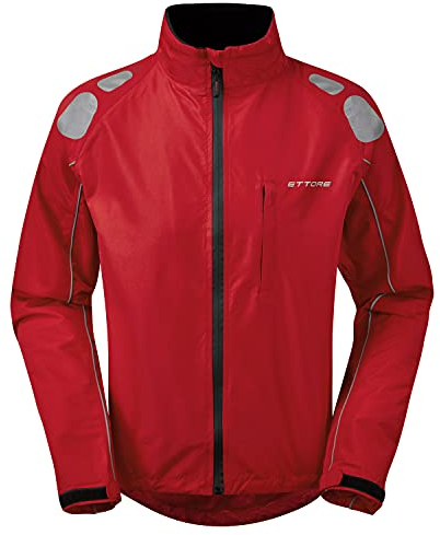 Ettore Wasserdichte Atmungsaktive Herren Fahrradjacke Hohe Sichtbarkeit Hi-Vis - Rot - Night Eagle II - XXL