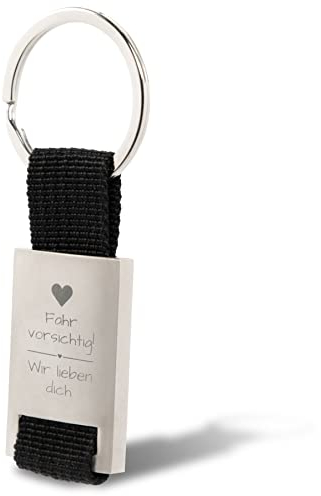 Geschenkeritter – Schlüsselanhänger mit Gravur – Fahr vorsichtig! Wir lieben Dich – Autoschlüsselanhänger – Geschenk für Deine Liebsten