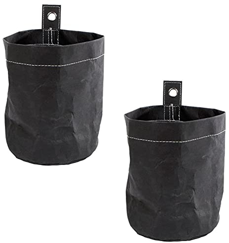 Macosa VM020967 Lot de 2 pots de fleurs en papier kraft à suspendre Noir