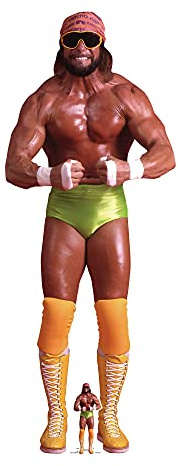 Star Cutouts Ltd SC1669 Macho Man Randy Savage WWE Karton-Ausschnitt mit kostenloser Mini-WWE-Figur, perfekt für WWE Geburtstagsparty-Dekorationen