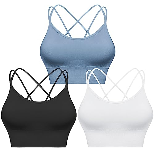 Sykooria Damen amb00393_b+sb+w_s Sports Bra, A-schwarz+hellblau+weiß, S EU