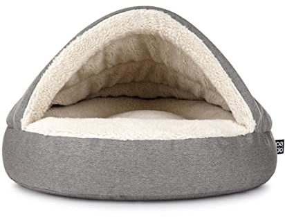 Mypado Hundebett Shell Mono - Kuschel Oase für den Hund in Graubeige mit Strukturstoff - bequem und langlebig
