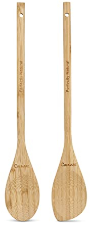 Culinare Naturals C70019 2 Piece Wooden Spoon, Sustainable Bamboo, (L) 310 mm x (W) 60 mm, Kitchen Cooking Spoon Utensils/Tools, Includes 2 x Long Wood Spoons, Not Dishwasher Safe