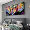 Abstrakte zwei bunte Elefanten Leinwand Gemälde Wandkunst Poster und Drucke bunte Tierbilder Wohnzimmer Dekor 60 x 120 cm (24 x 47 Zoll) ungerahmt