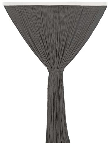 IlGruppone Tenda Antimosche per Porta Finestra a Pannello con Telaio in PVC, in più Colori, Moschiera con Corde a Pallini per Esterno Interno Fili a Caduta - Grigio - 120 x 220