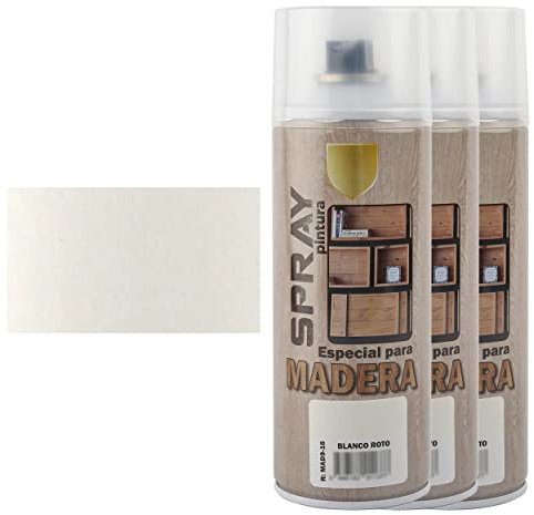 H HANSEL HOME Barniz Spray Especial para Madera - Acabado Madera Blanco Roto 400ml x 3