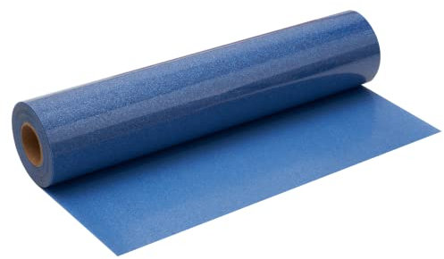 FANSGUAR Royal Blue Glitter HTV Roll -12x10ft Iron on Heat Transfer Vinyl for DIY Shirts Gifts