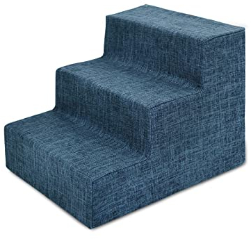 Galatée Hundetreppe, Waschbare Und Abnehmbare Haustierrampe Mit Reißverschlussabdeckung, Hundestufen Für Bett Und Sofa, Haustiertreppe Mit Rutschfester Unterseite(3 Stockwerke Treppen, Blau)