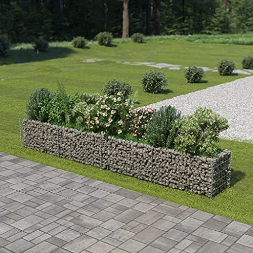 Tidyard Lit Surélevé à Gabion Acier Galvanisé, Idéal pour Créer Une Bordure Solide et Elégante pour Un Parterre de Fleurs/de Plantes dans Le Jardin/la Terrasse, 360x50x50 cm