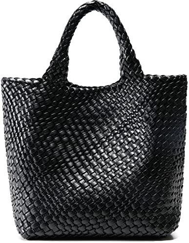 Queenoris Damen 1133 Tragetasche, Handtasche, Schultertasche, Schwarz