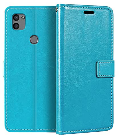 PU Leder Handyhülle Kompatibel mit Gigaset GS5 Lite, Klapphülle mit Kartenfächern, Magnetverschluss und Rundumschutz mit Standfunktion (Hellblau)