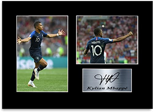 Generic Kylian Mbappe France Player A4 Photo imprimée avec autographe - Photographie de sport signée pour décoration murale - Salle de séjour