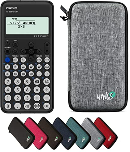 Casio fx-82DE CW ClassWiz inkl. WYNGS Schutztasche Hellgrau - Wissenschaftlicher Taschenrechner - Basic Paket