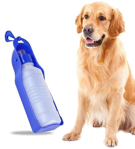 BEROPKL 1 PC Gourde Portable avec Distributeur d'eau pour Chien ou Chat 500ML Bouteille d'eau Pliable pour Chiens Chats Animaux de Compagnie Activité de Plein Air Extérieur Cadeau pour Chien Bleu