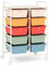 COSTWAY 10 Drawers Storage Cart, Multipurpose Mobile Organizer Shelving Unit with Handle, Removable Drawers & Lockable Wheels, Utility Rolling Trolley for Home Office Beauty (Macaron)