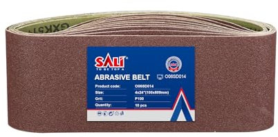 SALI Schleifbänder 10 Stück 100 x 610 mm Schleifband Körnung 100 Bandschleifpapier für Bandschleifer Schleifmaschine zum Holz Metall Schleifen, Feilen, Schärfen und Entrosten