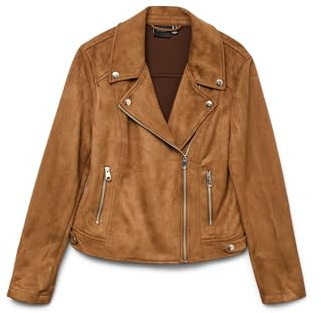 VERO MODA Vmjose Noos Veste Courte en Faux Daim Jacket, Cognac, M Femme