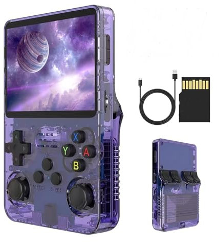 Consola de Juegos Portátil R36s, Consolas de Juegos con Sistema Linux de Código Abierto, Tarjeta TF de 128G, 10000 Juegos, Pantalla IPS de 3.5in, Consola de Mano Compatible con Varios Simuladores