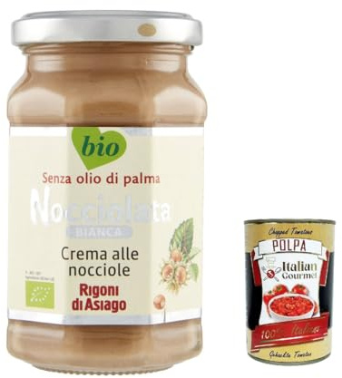 Italian Gourmet Nocciolata Bianca crema spalmabile Haselnuss 6 x 250g | Dolce alla nocciola con cioccolato bianco, ohne Palmöl, ideale su pane, Gesamtnettogewicht 1,5 kg + Kostenlos Polpa 400g