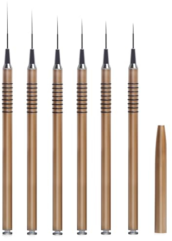 6 Pièces Pinceau Nail Art Ongles Professionnel Pinceaux Ongles, Pinceau ultra fin de precision nail art, Pinceau french manucure liner striper brush pinceau nail art manche metal 5/7/9/11/20/25mm