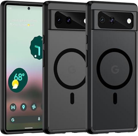 TIANNIUKE Magnetische Handyhülle für Google Pixel 6 Hülle, Kompatibel mit MagSafe,Transluzente Matte Anti-Fingerabdruck, Stoßfeste Kratzfeste Schutzhülle für Pixel 6 Case (Transluzente Shwarz)
