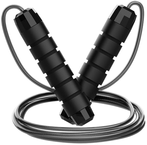 Okaywork corde a sauter sport,corde a sauter enfant & Adulte, Roulements à Billes en Acier, Poignées Antidérapantes en Mousse, Câble en Acier pour Fitness, accessoires pour fitness et musculation 2.8M