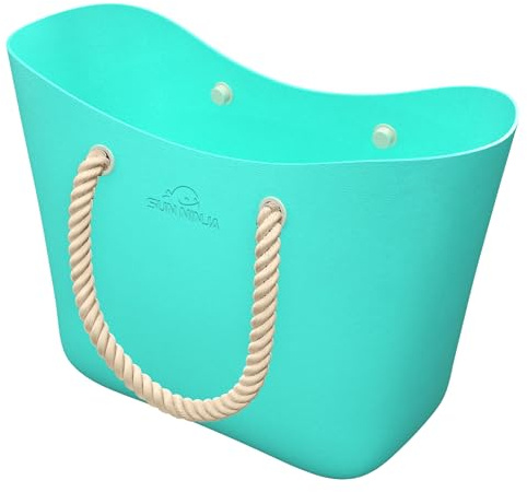 SUN NINJA Gummi-Strandtasche, extra groß, wasserdicht, EVA-Tragetasche mit Seilgriffen für den Strand