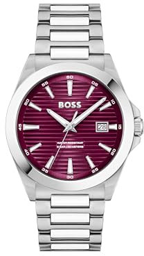 BOSS Uhr mit DREI-Zeiger-Quarzwerk für Herren Kollektion Strike mit Silbernes Edelstahlarmband - 1514174