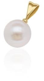 forme di Lucchetta - Perlenanhänger Gold - 18 karat (750) Gelbgold oder Weißgold - Perlen Anhänger für Goldkette Damen - Süßwasserperlen runder weißer 7mm,