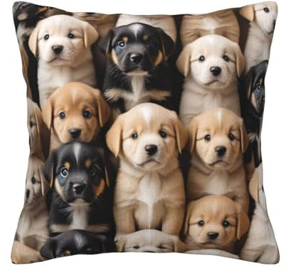 KLAMN Quadratisches Dekokissen mit Hundemotiv, mit weichen Kissenbezügen, Kissenbezug mit Einsätzen für Zuhause, Sofa, Schlafzimmer, Dekoration