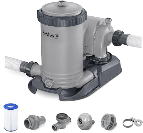 Bestway 2,500 GPH Filter Pump for Above Ground Swimming Pool with Type IV-B Cartridge, Adapter Accessories and Timer