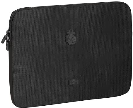 Safta REAL MADRID PREMIUM - Funda para Portátil 15.6'', Mochila, Ideal para Niños de Diferentes Edades, Cómoda y Versátil, Calidad y Resistencia, 39.5x3.5x27.5 cm, Color Negro
