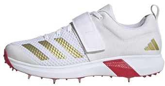 adidas Herren Adipower Vector Cricket-Schuhe, Cloud White/Gold Metallic/Pure Ruby, 40 EU