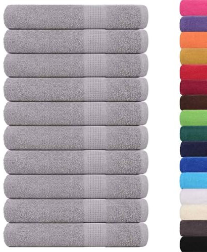 vidaXL Handtücher 10 STK. Grau 100x200 cm 360 g/m² 100% Baumwolle, Strandtuch, Strandhandtuch, großes Badetuch, Badetuch, Gästetuch, großes Strandtuch