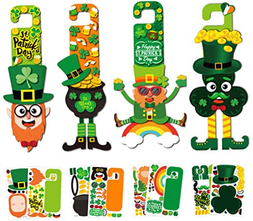 Amosfun Patrick's Day Hanging Wall Decorations Shamrock 3d Door Hanging Ornaments for Home
