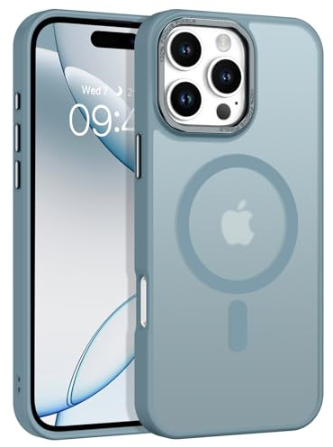 VENINGO Magnetic for iPhone 16 Pro Max Case, Compatible with Mag Safe Matte Translucent TPU Bumper Shockproof 360 Protective Slim Case for iPhone 16 Pro Max, Gray Blue