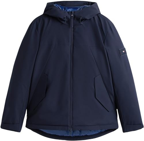 Tommy Hilfiger Veste Coupe-Vent Homme Tech Hooded Short Déperlante, Bleu (Desert Sky), M