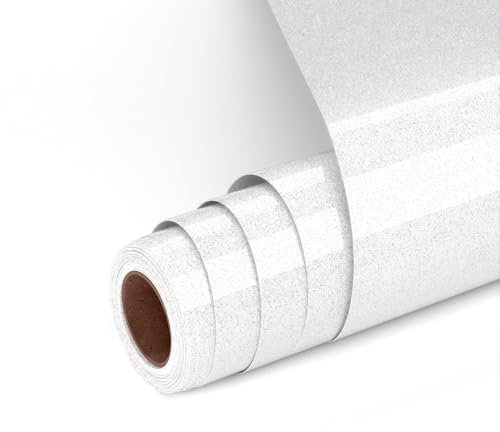 UIOK Vinilo Textil Termoadhesivo Brillo Blanco Colorido, Brillo HTV 30.5x182cm Vinilo de Transferencia de Calor con Purpurina para Cricut, Lámina para Plóter Textil para Camisetas (Blanco Colorido)