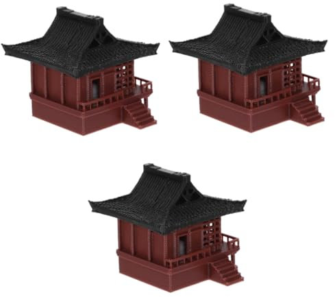 Kisangel 3 Stück Bonsai-Modell Brunnen Fass Pagode Aquarium Groß Miniatur-pagodenstatue Teich Qualle Luft Versteck Dinosaurier Auto Feengarten Pagode Koralle Tank Pp